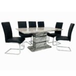 Marble Effect Dining Table with 6 Chairs ​