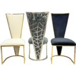 Velvet Dining Chairs Gold/ Silver Black & Gold Single