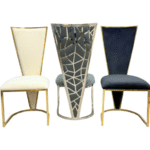 Velvet Dining Chairs Gold/ Silver Black & Gold Single