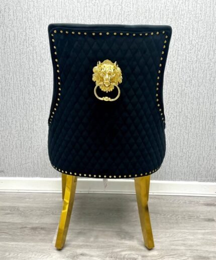 Majestic Black Gold Lion Knocker Chair