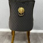 Majestic Grey Gold Lion Knocker Chair