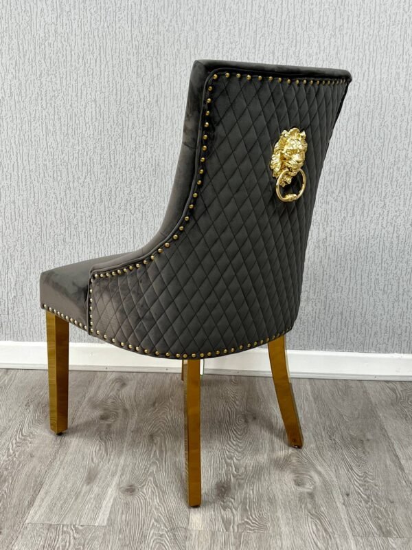 Majestic Grey Gold Lion Knocker Chair Majestic Grey Gold Lion Knocker Chair