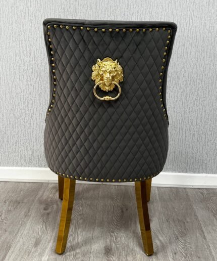 Majestic Grey Gold Lion Knocker Chair
