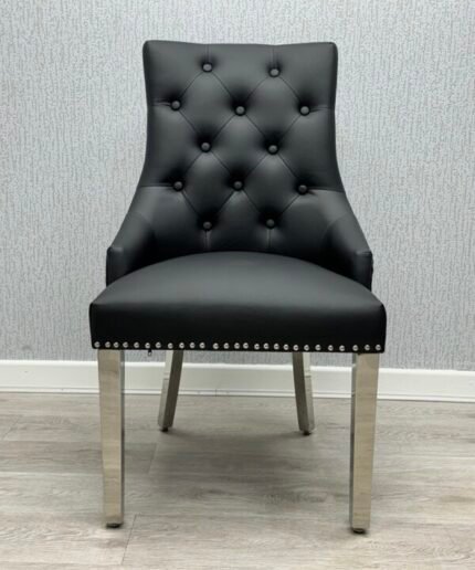 Majestic Midnight Black PU Leather Dining Chair