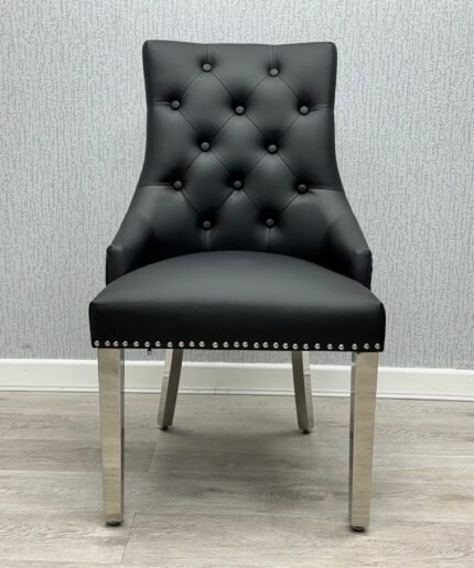 Majestic Midnight Black PU Leather Dining Chair
