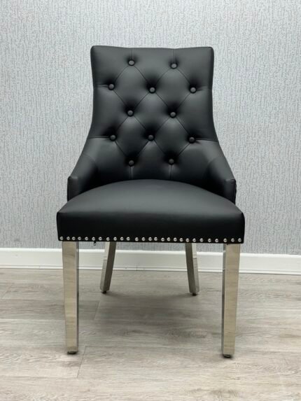 Majestic Midnight Black PU Leather Dining Chair