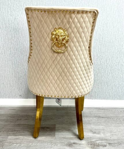 Majestic Mink Gold Lion Knocker Chair