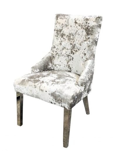 Majestic Premium Crushed Velvet Silver Dining Chair