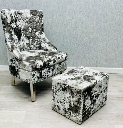 Majestic Silver Crushed Velvet Wing Chair