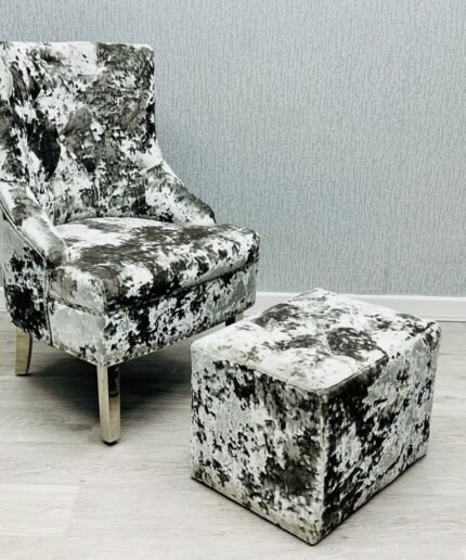 Majestic Silver Crushed Velvet Wing Chair