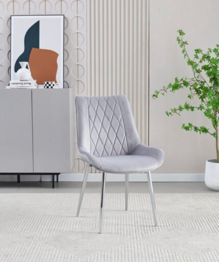 Mortiz Grey Velvet Dining Chair
