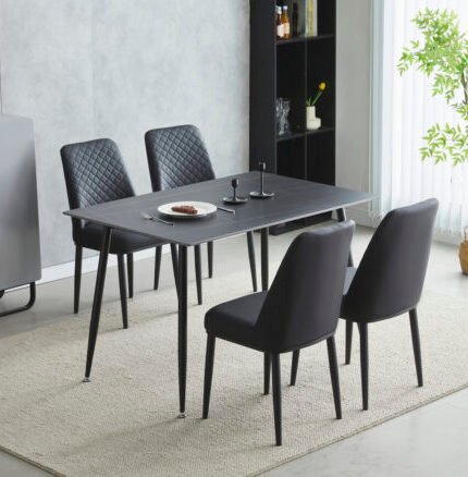 Oxford Ceramic Black Dining Table 1.2m & 4 Chairs