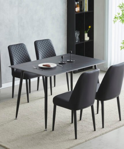 Oxford Ceramic Black Dining Table 1.2m & 4 Chairs