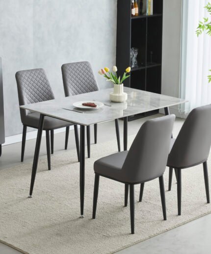 Oxford Ceramic Grey Dining Table 1.2m & 4 Chairs