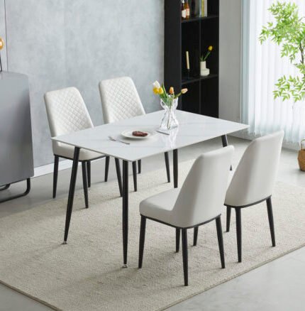 Oxford Ceramic White Dining Table 1.2m & 4 Chairs
