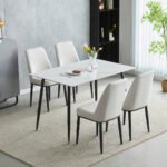 Oxford Ceramic White Dining Table 1.2m & 4 Chairs