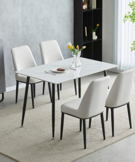 Oxford Ceramic White Dining Table 1.2m & 4 Chairs