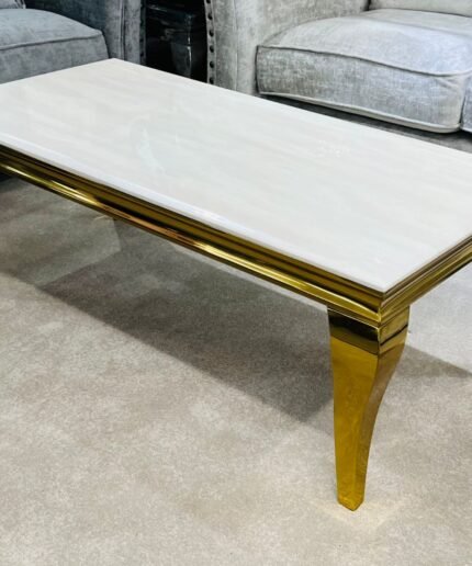 Sofia Cream & Gold Frame Marble Coffee Table