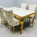 Sofia Cream & Gold Marble Table - All Sizes