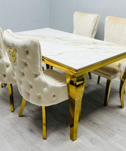 Sofia Cream & Gold Marble Table - All Sizes