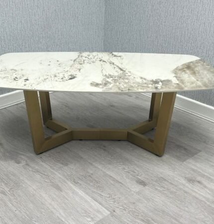Sorrento Oval Ceramic Gold Coffee Table