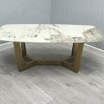 Sorrento Oval Ceramic Gold Coffee Table