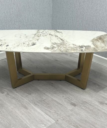 Sorrento Oval Ceramic Gold Coffee Table