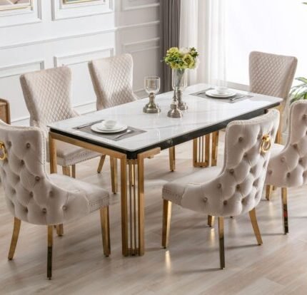 Sorrento Rectangle 180cm Ceramic Gold Table
