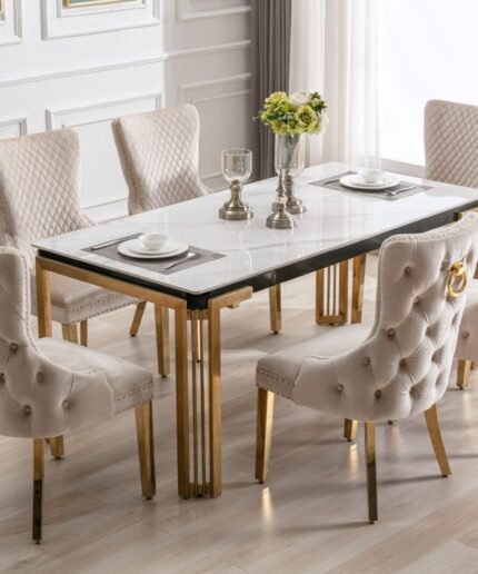 Sorrento Rectangle 180cm Ceramic Gold Table