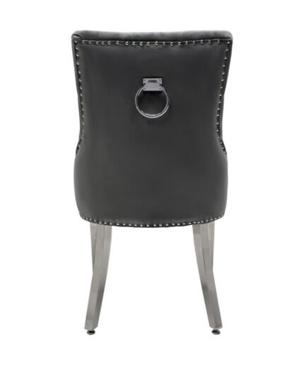 Valencia Hudson Grey PU Leather Dining Chair Ring Knocker