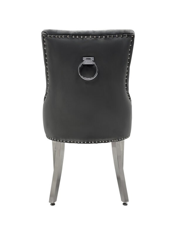Valencia Hudson Grey PU Leather Dining Chair Ring Knocker Valencia Hudson Grey PU Leather Dining Chair Ring Knocker