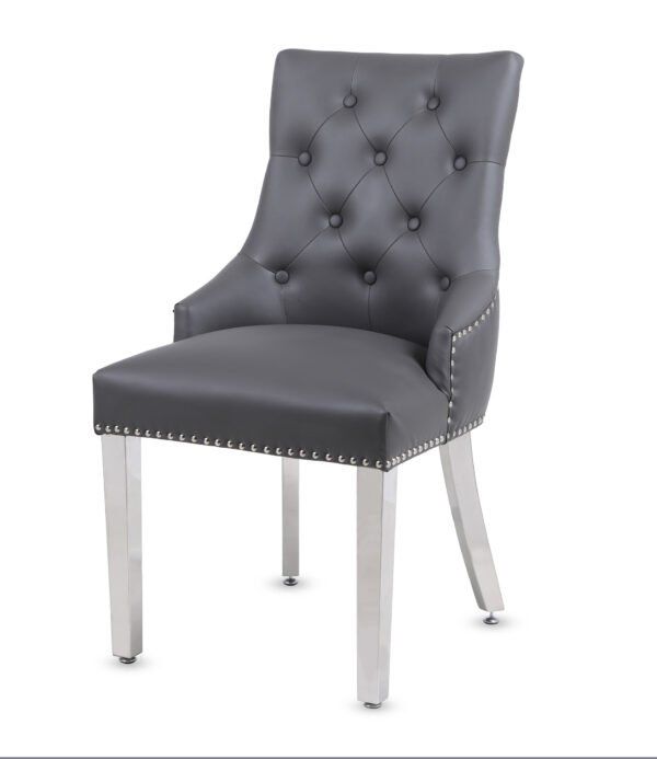 Valencia Hudson Grey PU Leather Dining Chair Ring Knocker Valencia Hudson Grey PU Leather Dining Chair Ring Knocker