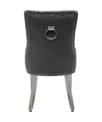 Valencia Hudson Grey PU Leather Dining Chair Ring Knocker