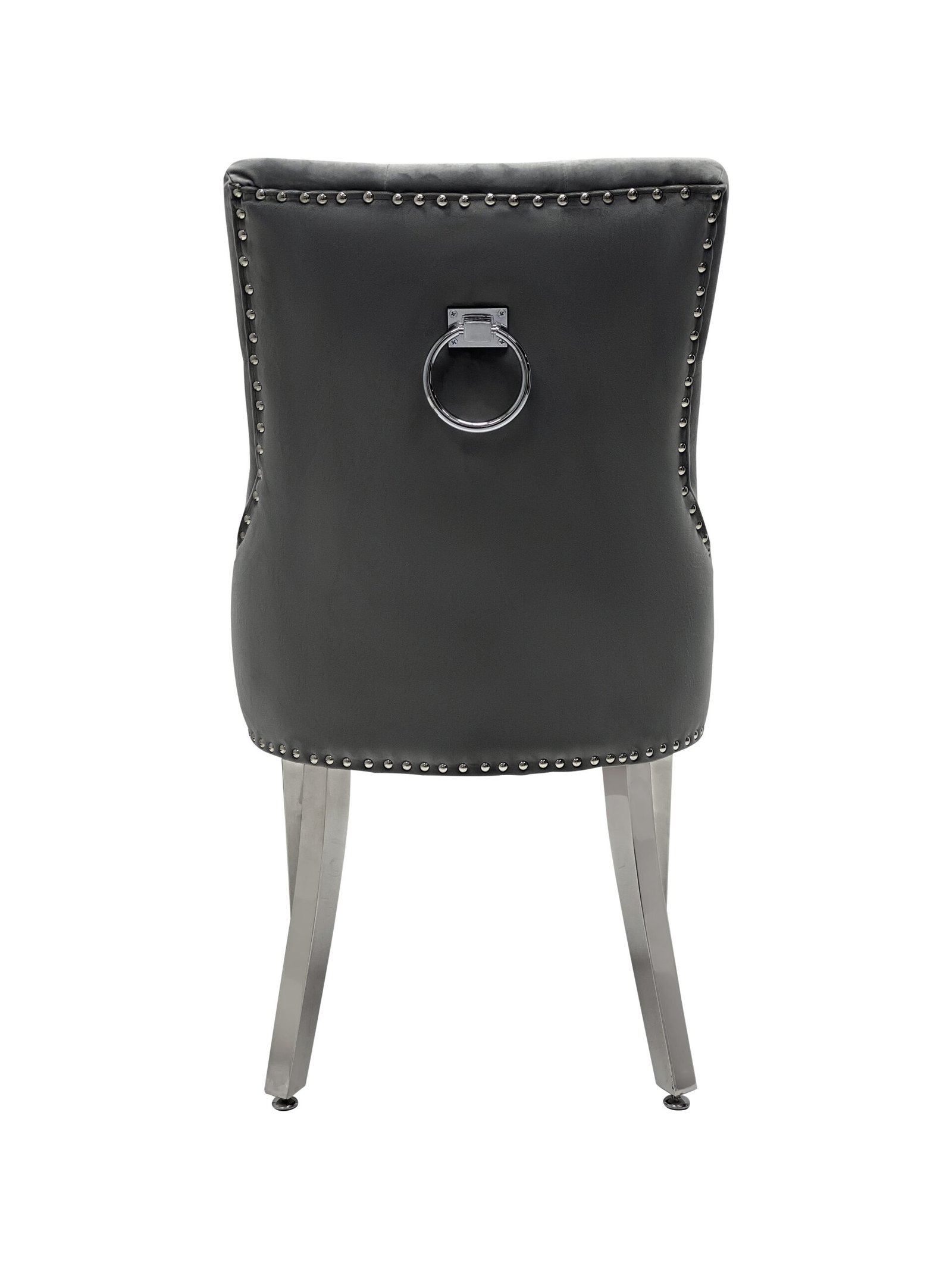 Valencia Hudson Grey PU Leather Dining Chair Ring Knocker Valencia Hudson Grey PU Leather Dining Chair Ring Knocker