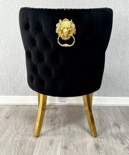 Valentino Black Gold Lion Velvet Chair