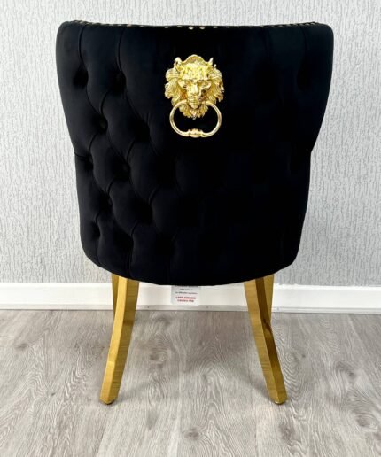 Valentino Black Gold Lion Velvet Chair