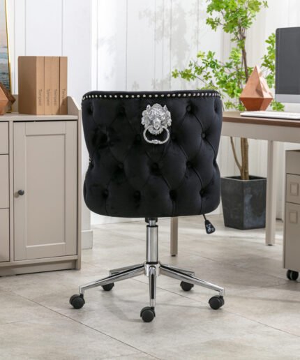 Valentino Black Velvet Office Chair