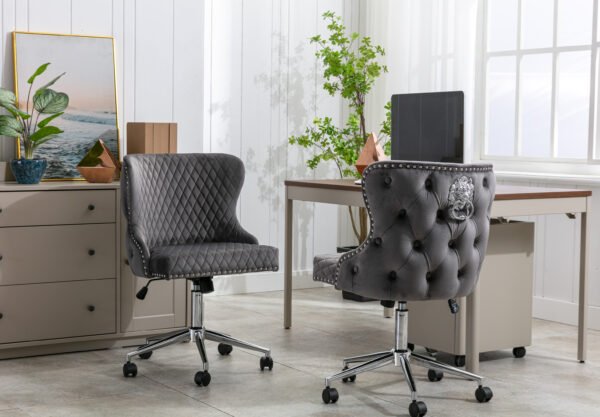 Valentino Grey Velvet Office Chair Valentino Grey Velvet Office Chair