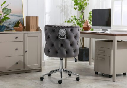Valentino Grey Velvet Office Chair