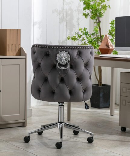 Valentino Grey Velvet Office Chair