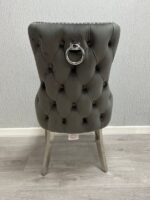 Victoria Dark Grey Ring Knocker Velvet Chair
