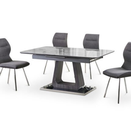 Zermatt 120cm Dining Table (120cm Fixed Top) (Grey Ceramic) with 4 Zermatt Chairs