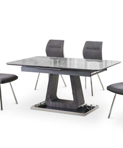 Zermatt 120cm Dining Table (120cm Fixed Top) (Grey Ceramic) with 4 Zermatt Chairs