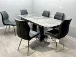Zermatt Extendable Dining Table(160 - 200) (Grey Ceramic) with 6 Zermatt Chairs