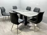Zermatt Extendable Dining Table(160 - 200) (Grey Ceramic) with 6 Zermatt Chairs