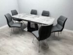 Zermatt Extendable Dining Table(160 - 200) (Grey Ceramic) with 6 Zermatt Chairs