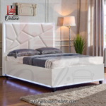 Modern white bed with LED underlighting floating effect