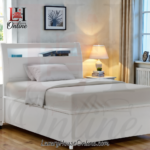 Luxury Gloss LED Bed | Touch Light, USB Port & Storage Shelf