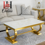 Chelsea Luxury Marble Coffee Table – Chrome or Gold Base (1.2m) - Image 2