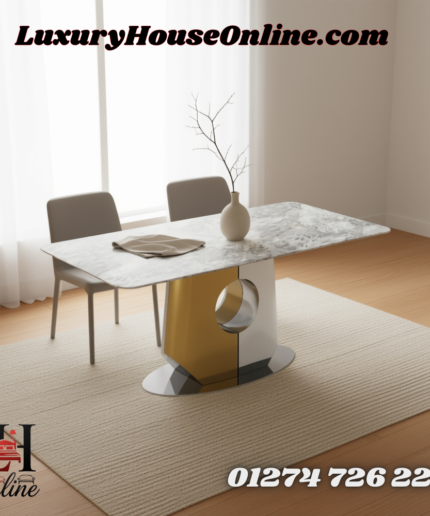 Modern designer coffee table with geometric metallic base